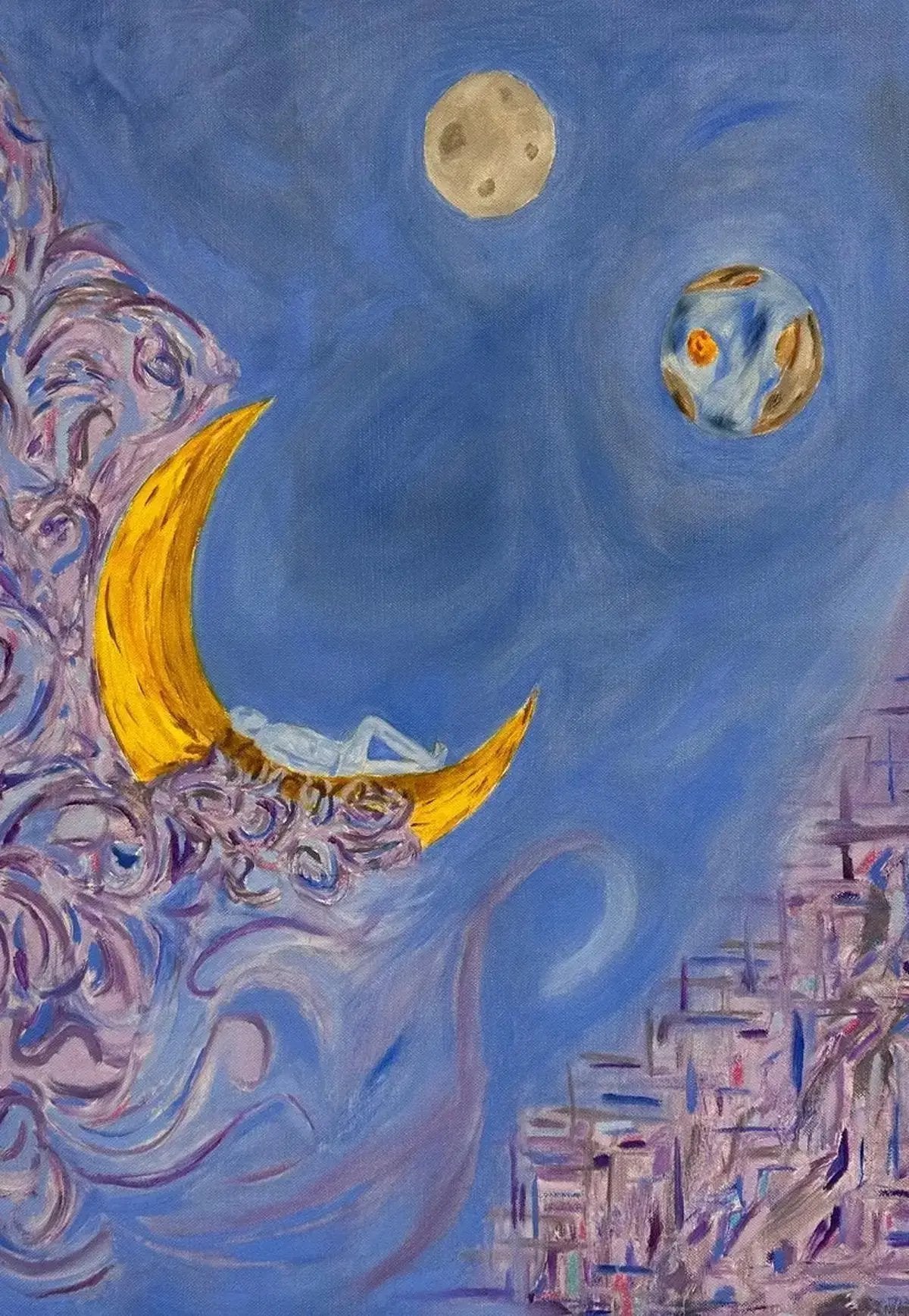 Over The Moon - Oil on Canvas - zeidmoon